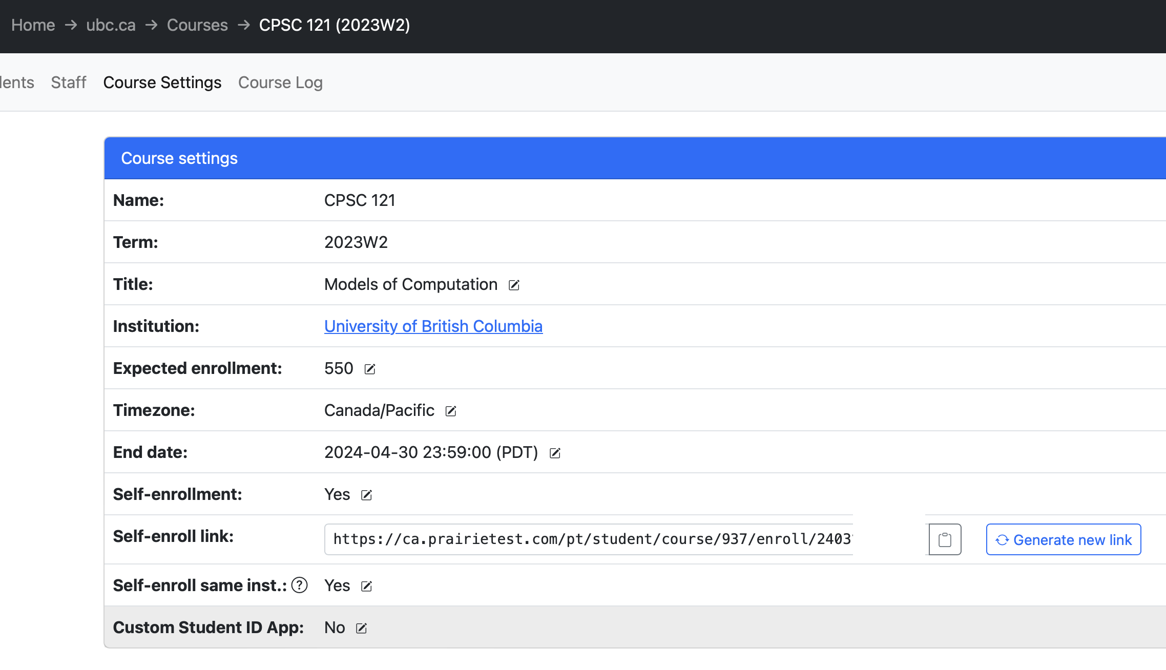 Go to Course Settings in PrairieTest, then change the Self-enrollment flag to Yes and use the generated Self-enroll link.